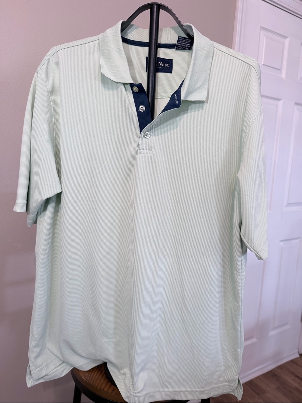 Nat Nast Men's XL Light Green Solid Polyester Polo Shirt SS